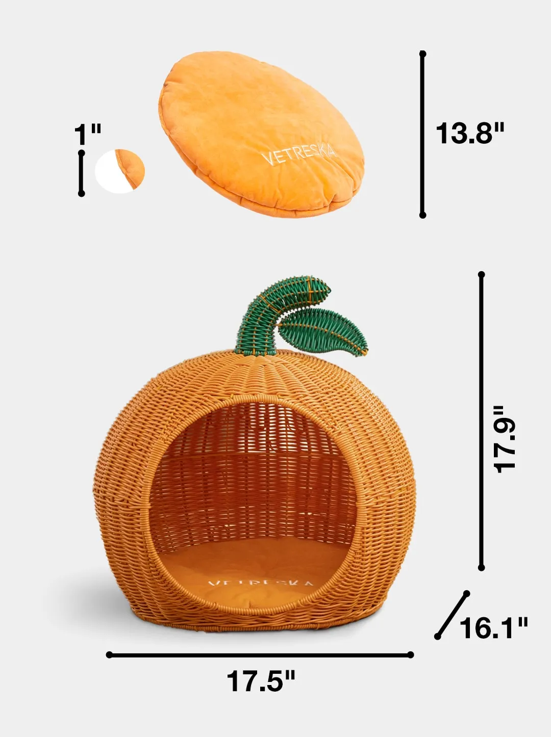 Tangerine Rattan Pet Bed