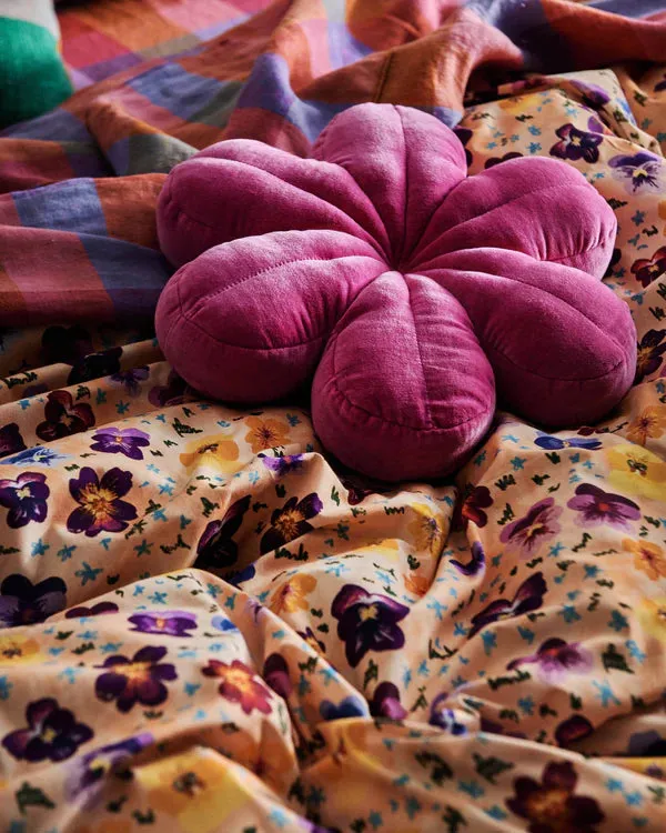 VELVET PETAL CUSHION | Raspberry