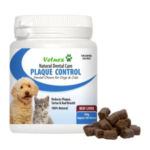 Vetnex Plaque Control Dental Chews for Dogs & Cats 100g - Beef Liver