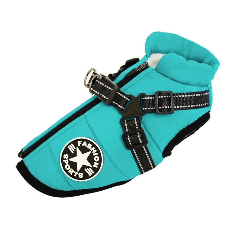 Waterproof Fleece Dog Jacket with Harness for Small & Large Dogs