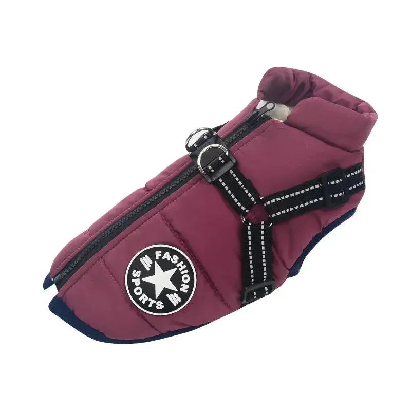 Waterproof Fleece Dog Jacket with Harness for Small & Large Dogs