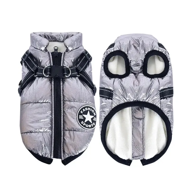 Waterproof Fleece Dog Jacket with Harness for Small & Large Dogs