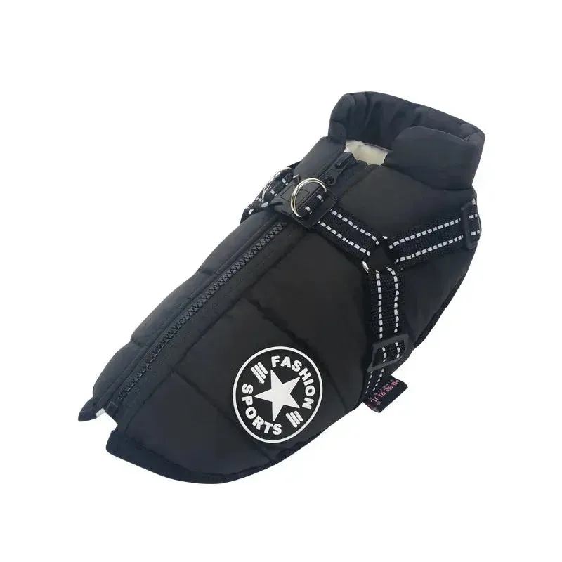 Waterproof Fleece Dog Jacket with Harness for Small & Large Dogs