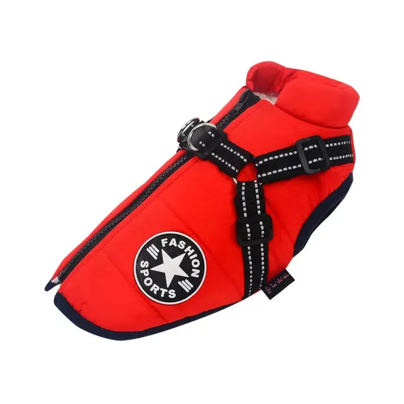 Waterproof Fleece Dog Jacket with Harness for Small & Large Dogs