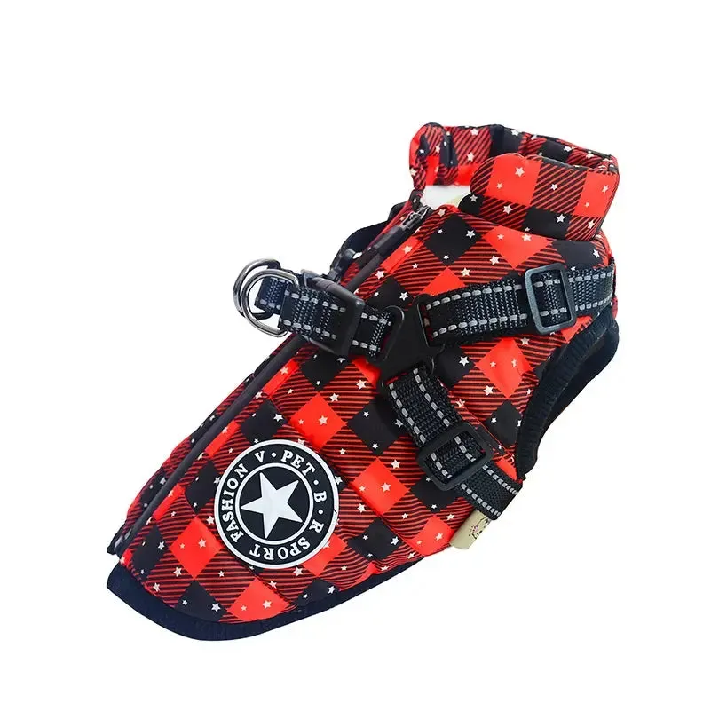 Waterproof Fleece Dog Jacket with Harness for Small & Large Dogs