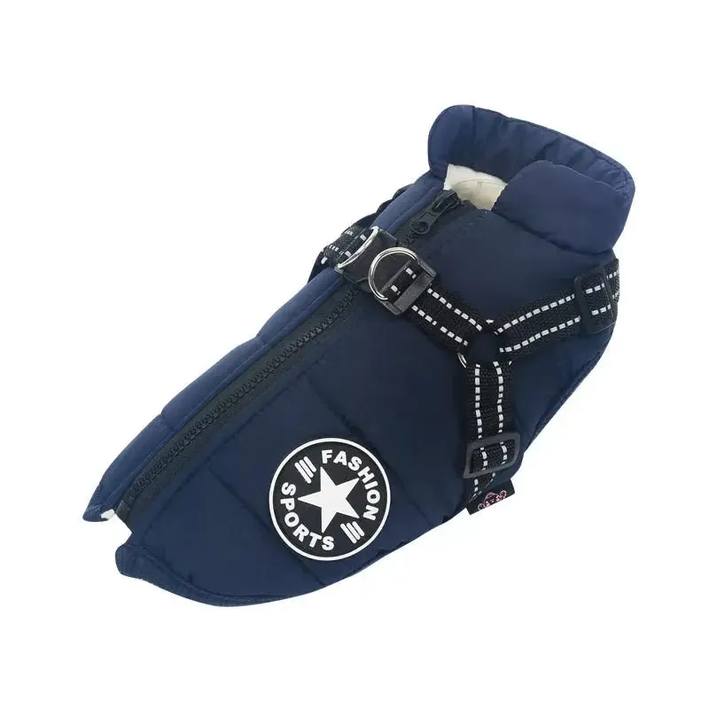 Waterproof Fleece Dog Jacket with Harness for Small & Large Dogs