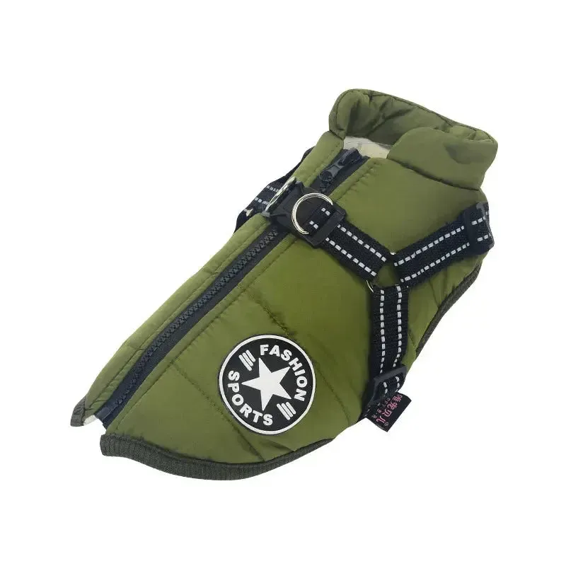Waterproof Fleece Dog Jacket with Harness for Small & Large Dogs