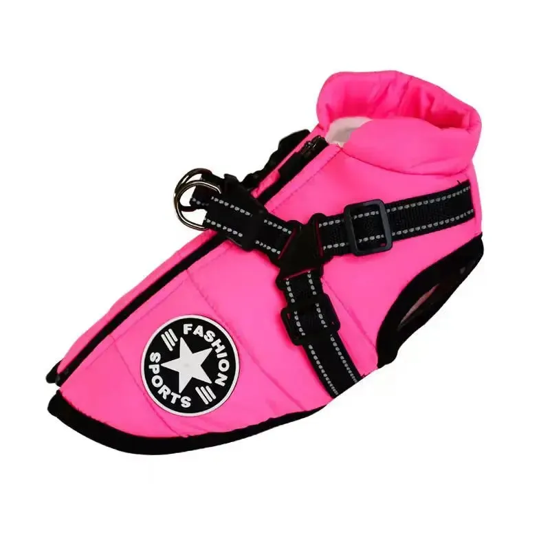 Waterproof Fleece Dog Jacket with Harness for Small & Large Dogs