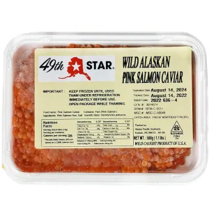 Wild Alaskan Pink Salmon Caviar Frozen Tray, 49th STAR, 500g/ 17.64oz