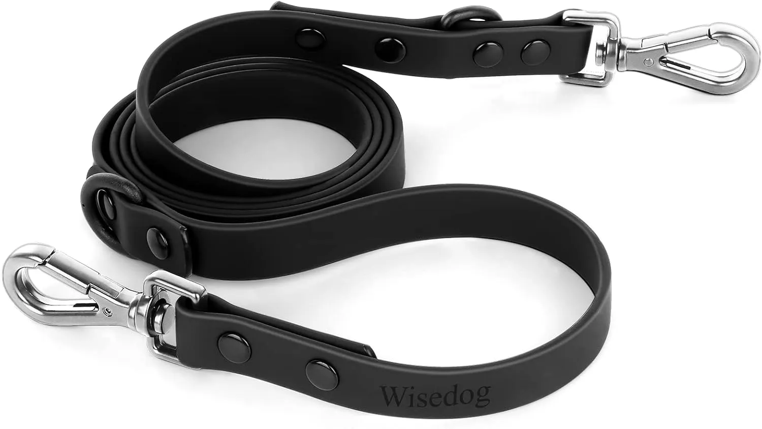 Wisedog Waterproof Standard Dog Leashes with 2 Hooks, 5 ft/ 6 ft Lengths, Adjustable for Traffic Control Safety, for Small, Medium & Large Dogs Walking (Black L)