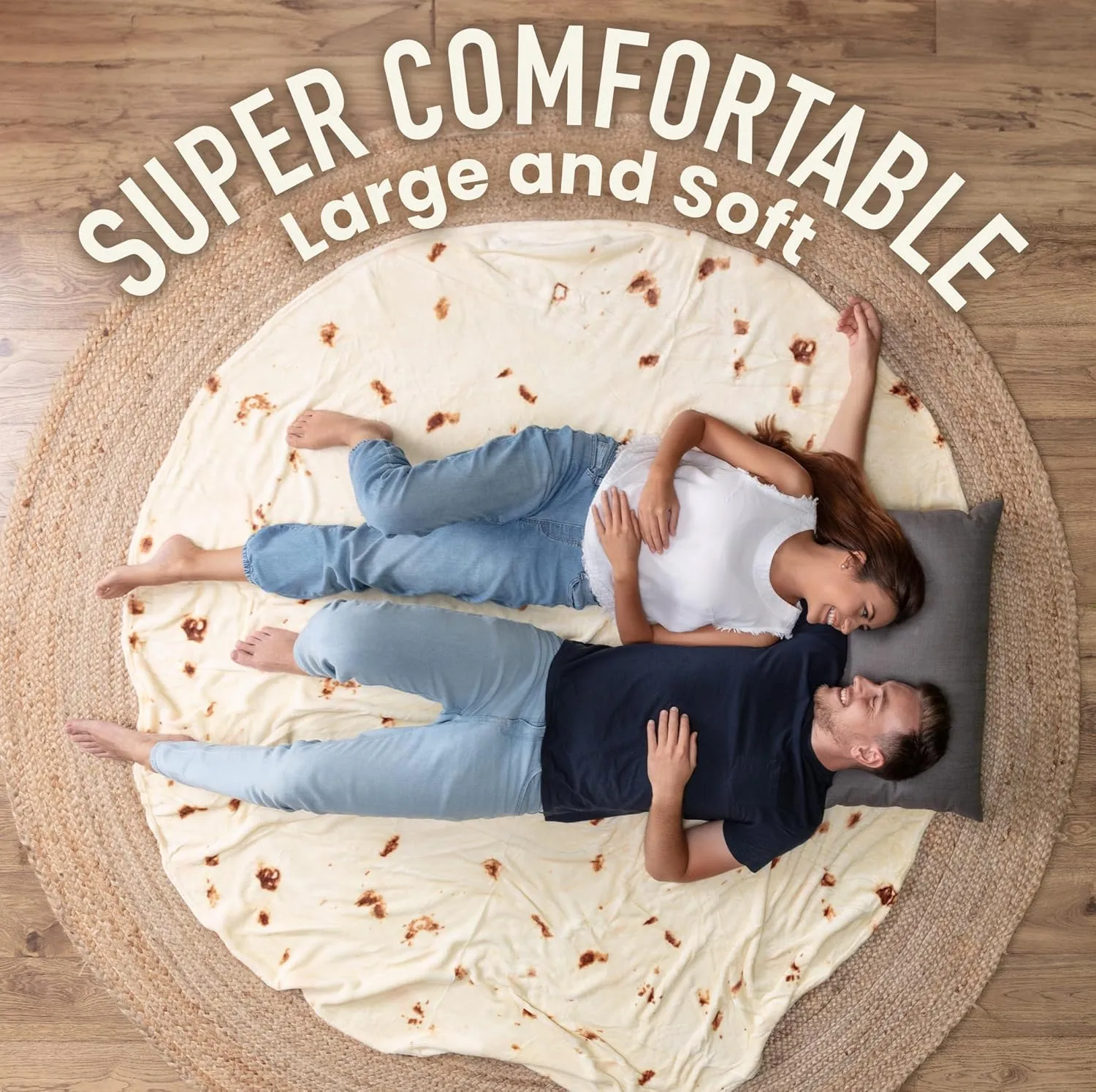 Zulay Burritos Tortilla Blanket Wrap - Double Sided Large 71 Inch Flannel Round Blanket - Premium 280 GSM - Fun White Elephant Gift for Adults