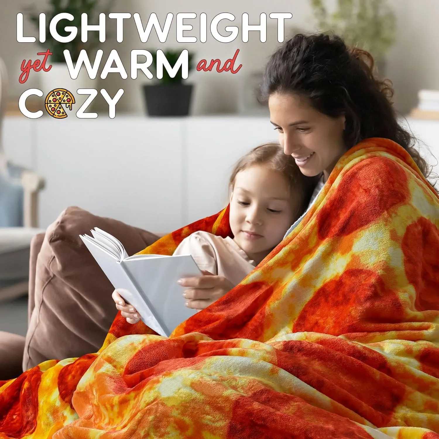 Zulay Pepperoni Pizza Blanket - Novelty Big Pizza Blanket Adult and Kids - Premium Soft Flannel Round Pepperoni Blanket for Indoors, Outdoors, Travel, Home and More, 285 GSM - 71 Inches